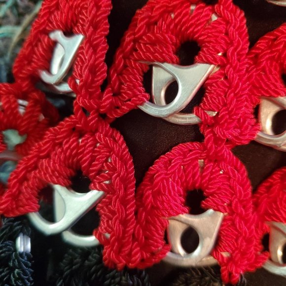 Upcycled Crochet Soda Tab Hand Bag Goth Punk Emo Grunge - Picture 6 of 8